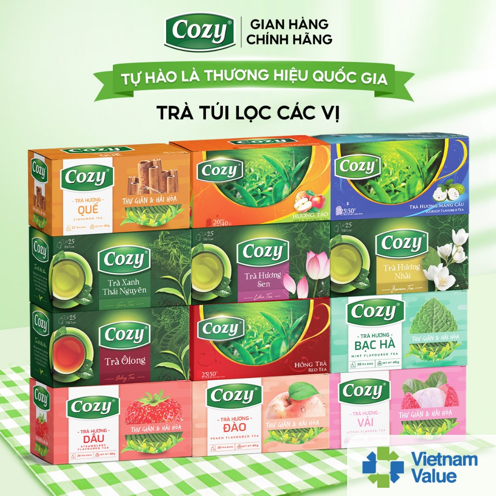 Trà Túi Lọc Cozy Các Vị Trà Ô Long, Trà Xanh, Hồng Trà, Trà Sen, Trà ...