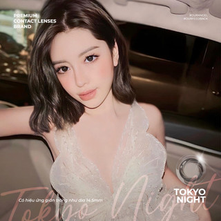Lens đen giãn tròng to có độ 0-8 Tokyo Night nhãn hiệu Angel Eyes, kính áp tròng đen tự nhiên