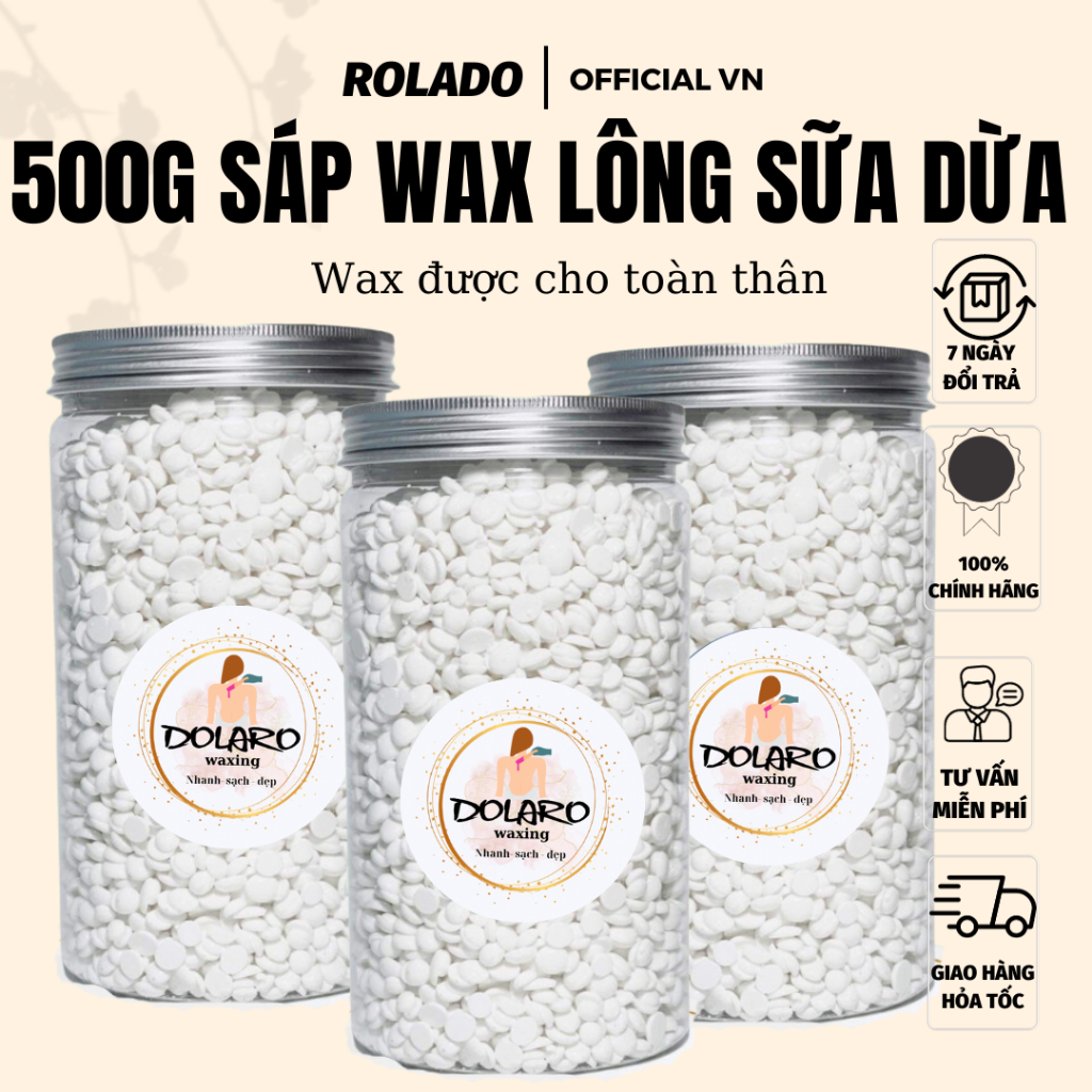 Sáp Wax Lông Nóng 500g Cao Cấp ROLADO Siêu Bám Lông, Chất Dẻo, Thơm ...