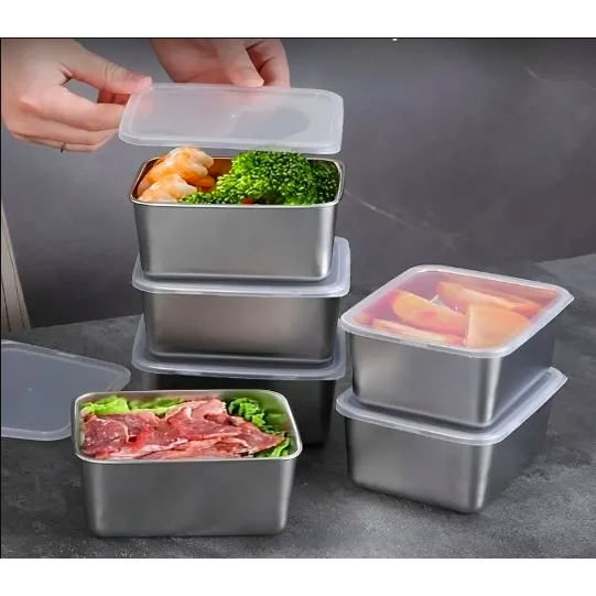 Hộp Đựng Thực Phẩm Tủ Lạnh Hợp Kim Inox 304 Có Nắp Đậy Gọn Nhẹ Đa Năng ...