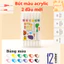 Set 12đến 60 Bút màu ACRYLICMarker 2 đầu chống thấm nước không bị nhòe vẽ lên được nhiều chất liệu