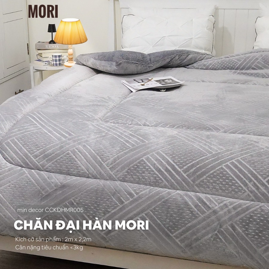 Ảnh Chăn Đại Hàn Lông Thỏ Nhung Tuyết Mori Yuki Mịn Decor Chăn Siêu Ấm 2mx2m2 Nặng 3kg 4