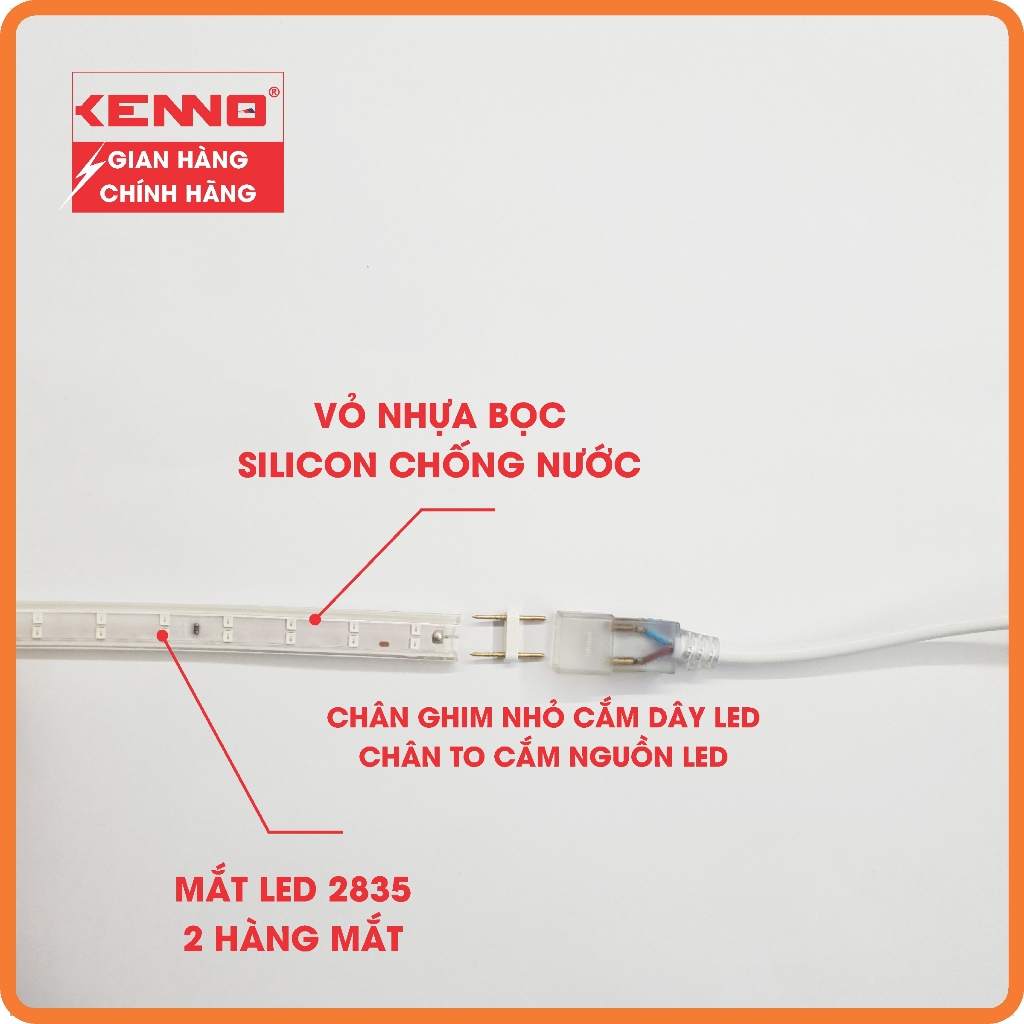 5M Dây Led Kenno CHIP 2835 ánh sáng các màu, nháy đuổi 6 màu, tặng kèm nguồn trang trí ngoài trời