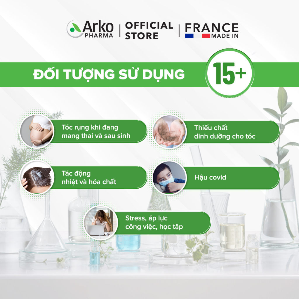 Ảnh Combo 2 hộp viên uống ngừa rụng tóc, dưỡng tóc khỏe bóng mượt Arkopharma Forcapil Fortifiant 4
