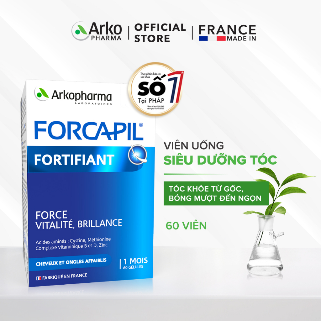 Ảnh Combo 2 hộp viên uống ngừa rụng tóc, dưỡng tóc khỏe bóng mượt Arkopharma Forcapil Fortifiant 2
