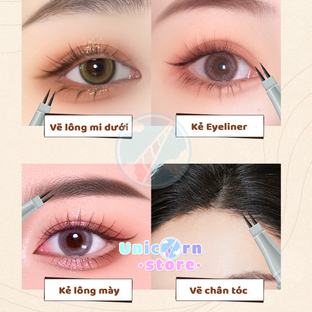 Kẻ Mắt Mi Dưới 2 Ngòi Nét Siêu Mảnh, Lâu Trôi 0,01mm Bobeini