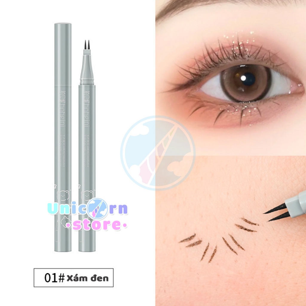 Kẻ Mắt Mi Dưới 2 Ngòi Nét Siêu Mảnh, Lâu Trôi 0,01mm Bobeini