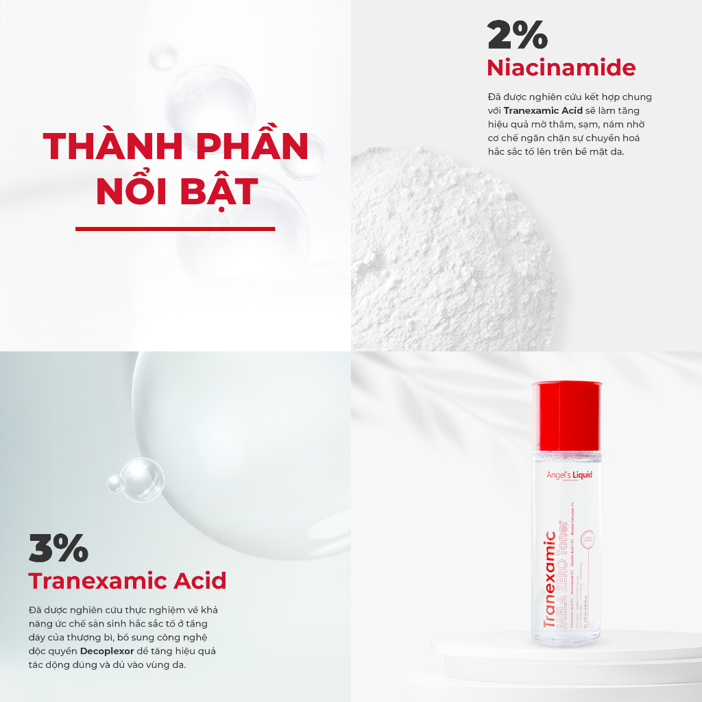 Ảnh Toner Acid Giảm Thâm Nám Chuyên Biệt Angel's Liquid Tranexamic Mela Zero Toner 150ml 4