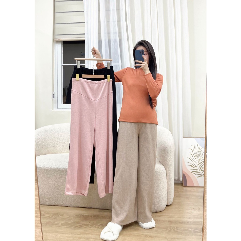Quần bầu thu đông CICI Pants chất len hàn cao cấp co giãn tốt, có đáp bụng mềm mại cho mẹ bầu thiết kế by L'amme