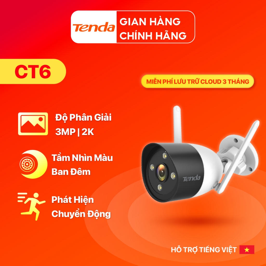 Ảnh Camera WiFi Ngoài Trời Tenda CT3/ CT6 Độ Phân Giải Full HD 1080P/2MP/3MP/2K Đàm Thoại 2 Chiều 3