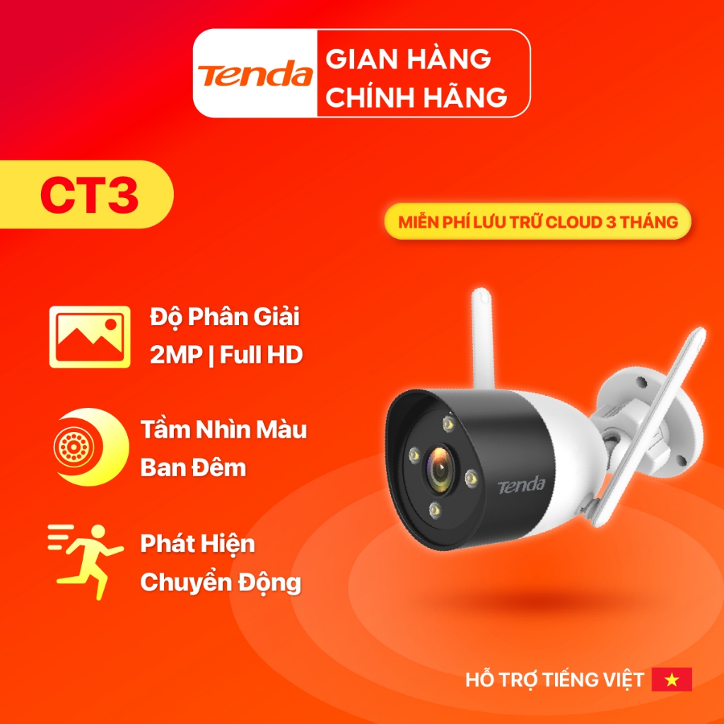 Ảnh Camera WiFi Ngoài Trời Tenda CT3/ CT6 Độ Phân Giải Full HD 1080P/2MP/3MP/2K Đàm Thoại 2 Chiều 2