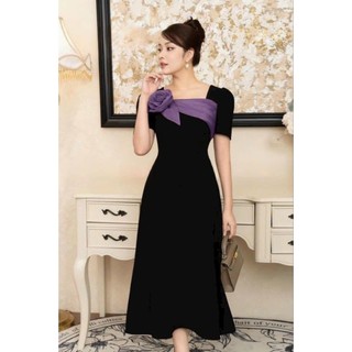 Đầm váy dự tiệc trung niên dáng đuôi cá kèm bông sang trọng hàng cao cấp