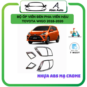 Ốp viền đèn pha, viền đèn hậu xe TOYOTA WIGO 2018-2020,MẪU MẠ CROM