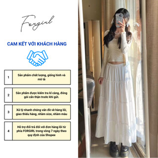 Chân váy midi Forgirl chân váy xòe dài voan tơ thiết kế layer 4 tầng bồng bềnh T017