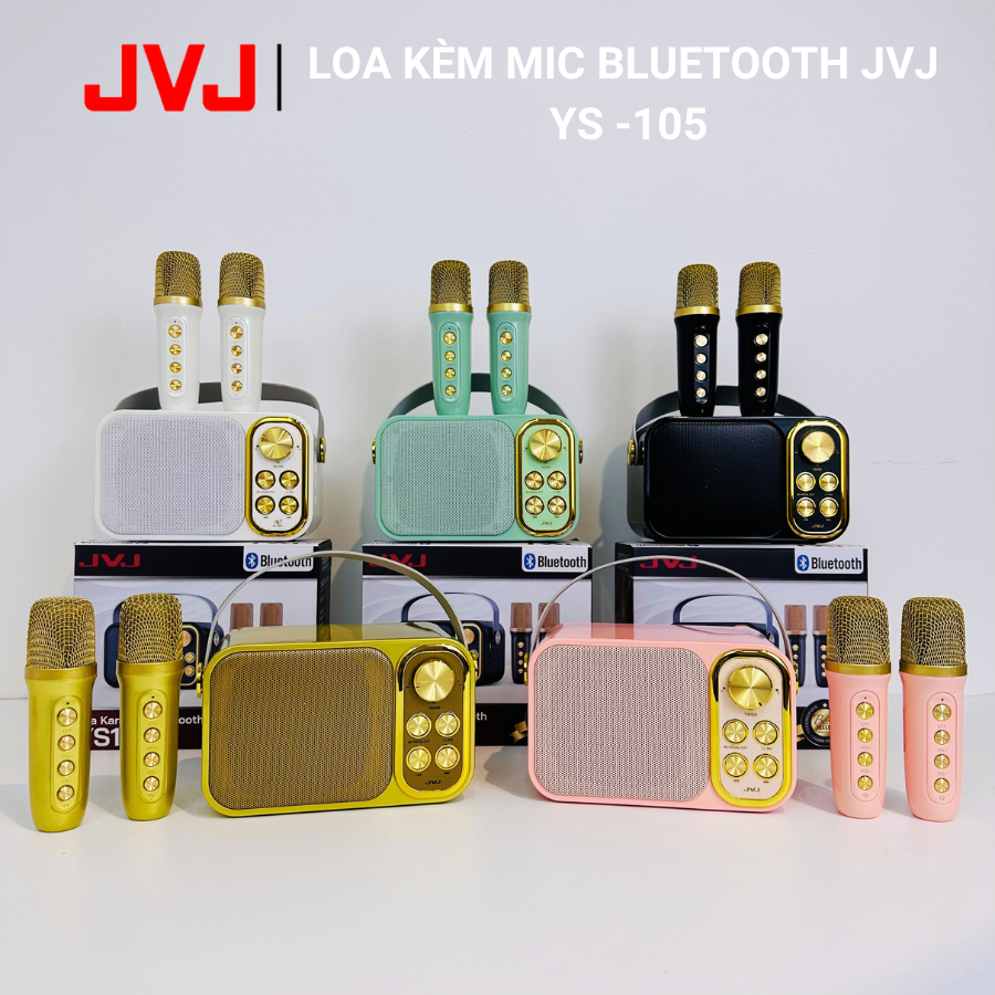 Ảnh Loa bluetooth mini karaoke kèm mic JVJ YS-105 Không dây, kèm 2 mic hát công suất 10W - BH 6 Tháng 2