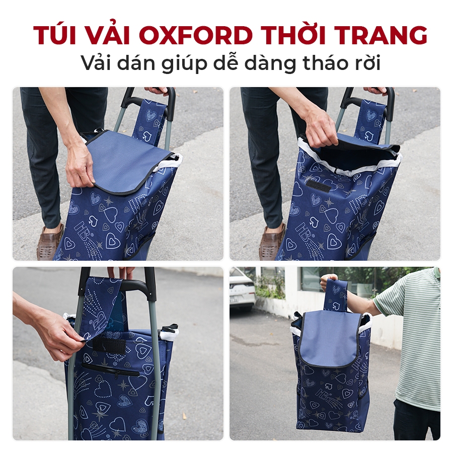 Ảnh Xe kéo đi chợ nhập khẩu FUJIHOME ST-30D6 Tải trọng 30kg - 6 bánh leo cầu thang - kèm túi vải đi kèm 4