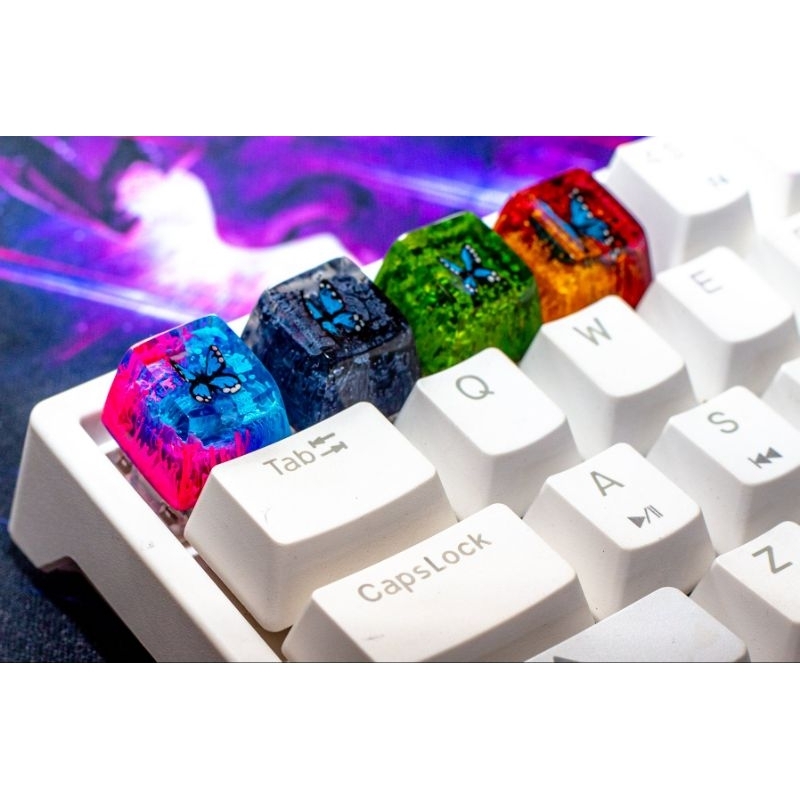 (GKEY) Keycap resin Buttterfly sắc màu trang trí bàn phím cơ gaming ...