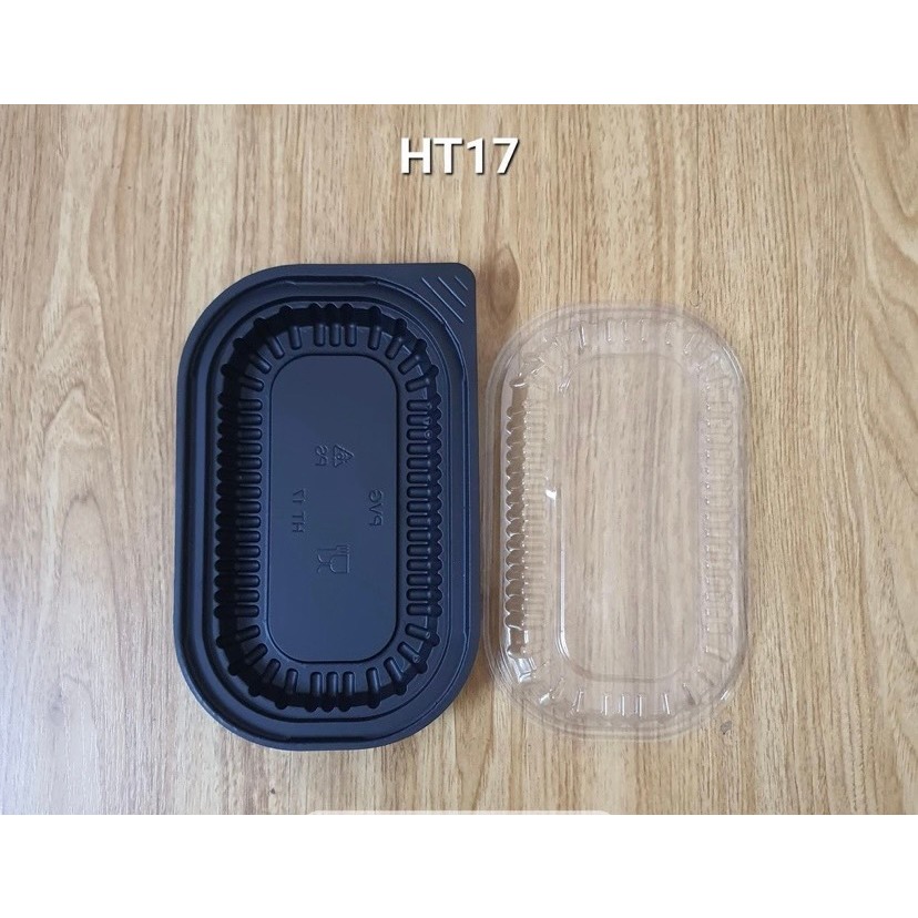 50 Khay nhựa HT17 1 ngăn kèm nắp, hộp đựng cơm rang, đựng bánh ngọt