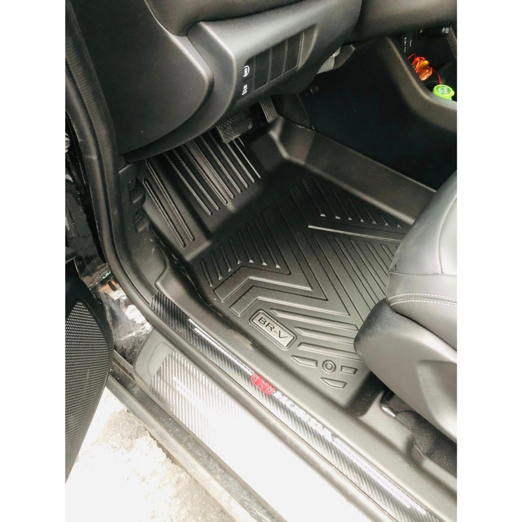 Thảm lót sàn NHỰA 5D TRÀN VIỀN xe Toyota Honda BRV 2023-2025 Thảm NHỰA TPE 5D đúc nguyên khối theo xe - 3 hàng