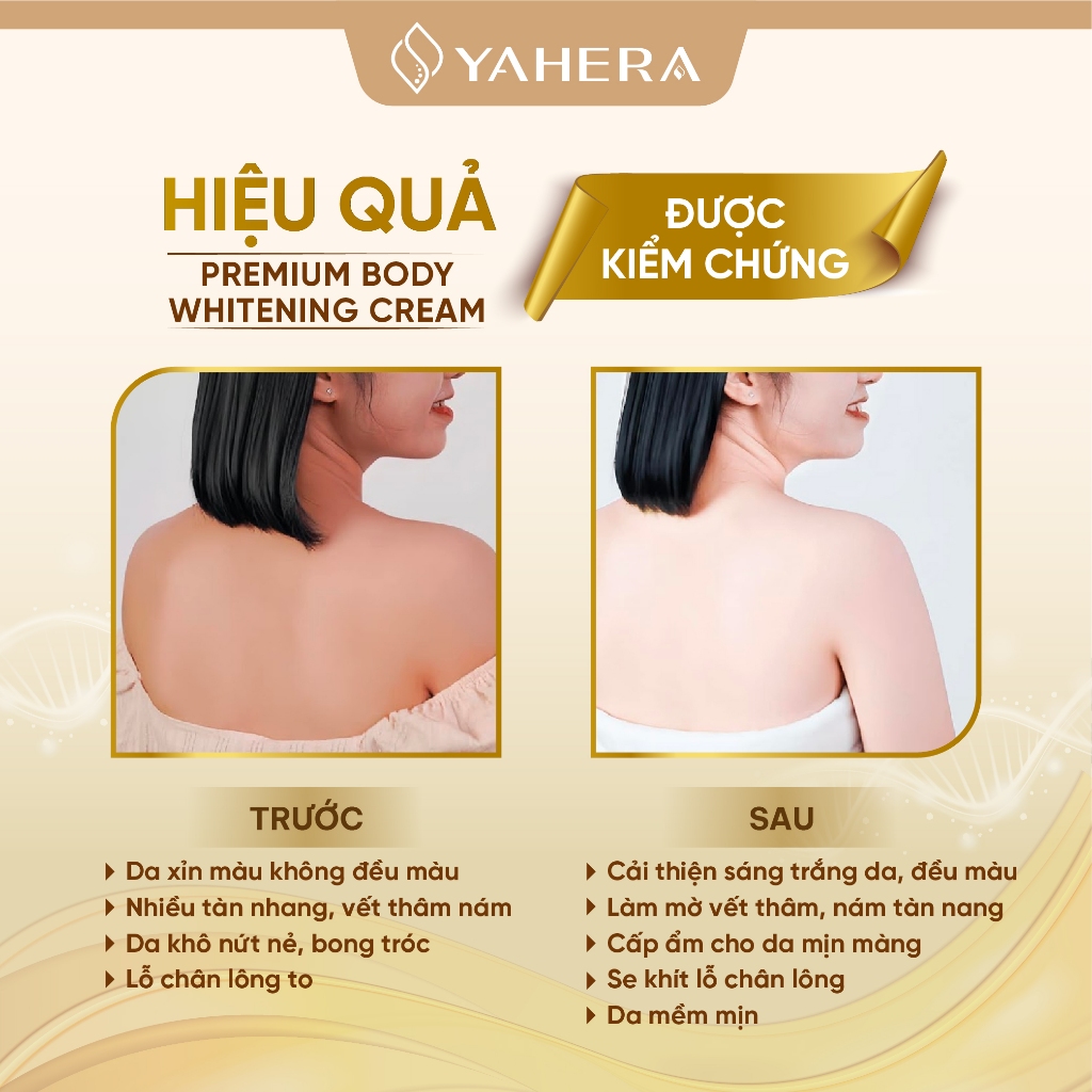 Kem body dưỡng trắng da toàn thân YAHERA Premium Body Whitening Cream dưỡng ẩm, chống nắng, chống lão hóa 200g