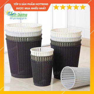 Sọt nhựa đan giả mây tròn Việt Nhật phong cách Hàn Quốc