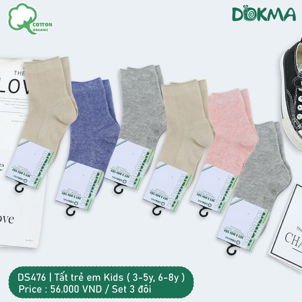 (3-8Y) Set 3 Đôi Tất Đồng Màu Cổ Cao, Cổ Thấp Bé Trai, Bé Gái DS467 DS476 DS665 DS766 DS767 DS768