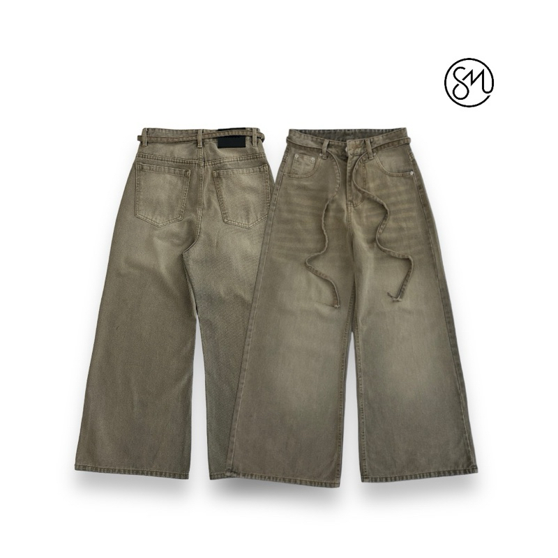 QUẦN LOOSE BAGGY JEANS ỐNG SIÊU TO FORM RỘNG LOA THẮT LƯNG FORM UNISEX ...