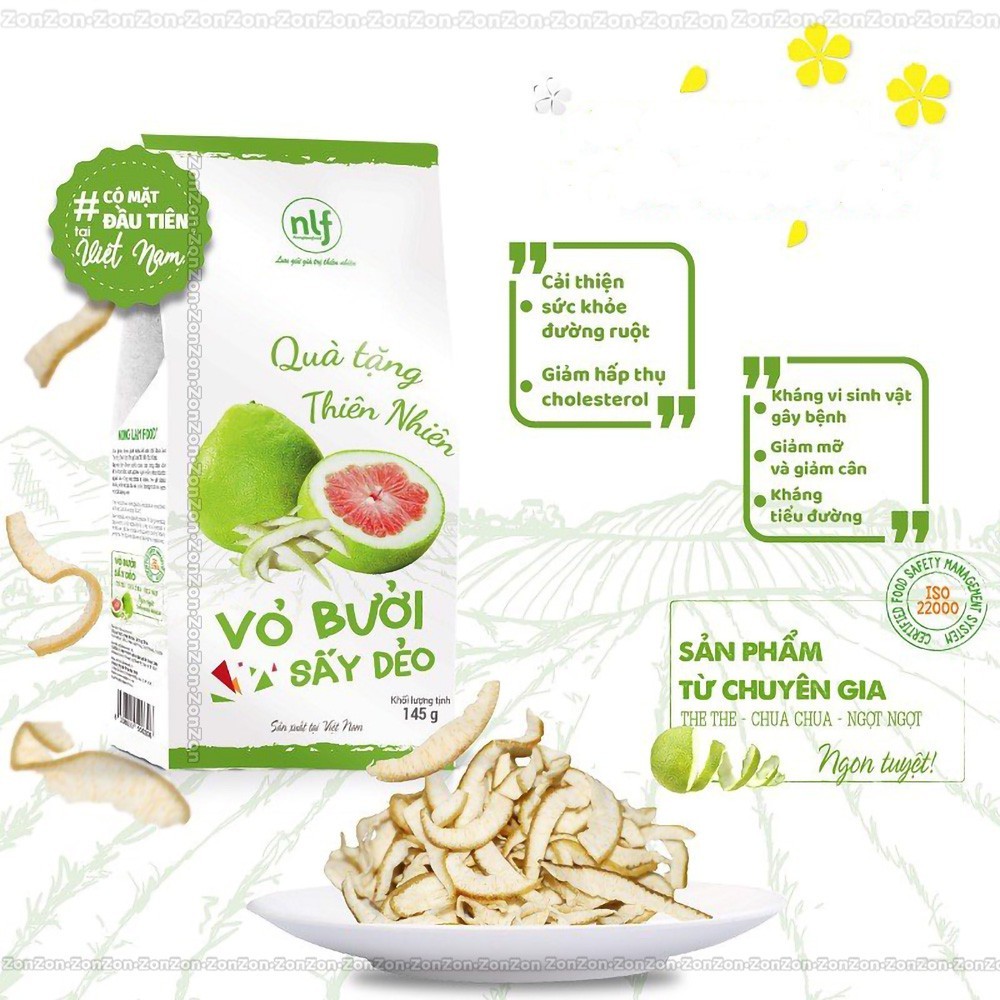 Vỏ Bưởi Sấy Dẻo NONGLAMFOOD Vị Truyền Thống Dẻo Mềm Ít Ngọt |Đồ Ăn Vặt Trái Cây Sấy Healthy 25g-500g