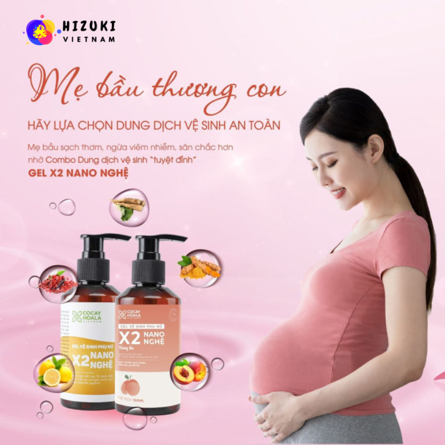 Dung dịch vệ sinh phụ nữ Gel X2 Nano nghệ Cỏ Cây Hoa Lá chai 150ml giảm ngứa, khử mùi, an toàn cho cả mẹ bầu