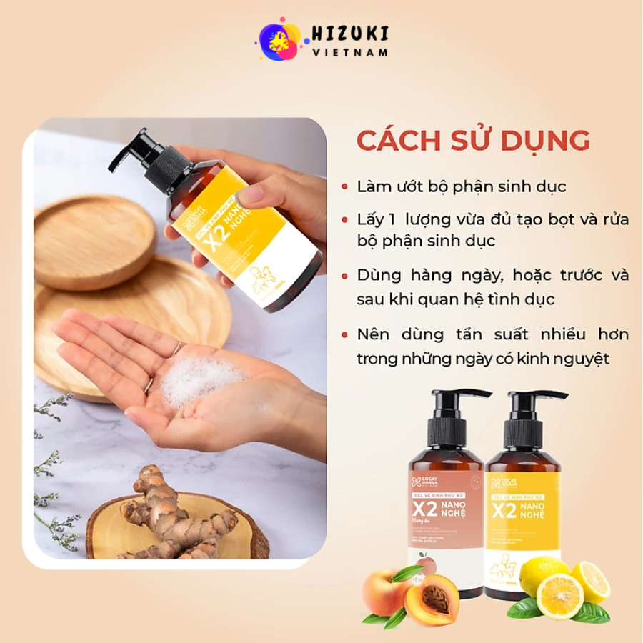 Dung dịch vệ sinh phụ nữ Gel X2 Nano nghệ Cỏ Cây Hoa Lá chai 150ml giảm ngứa, khử mùi, an toàn cho cả mẹ bầu