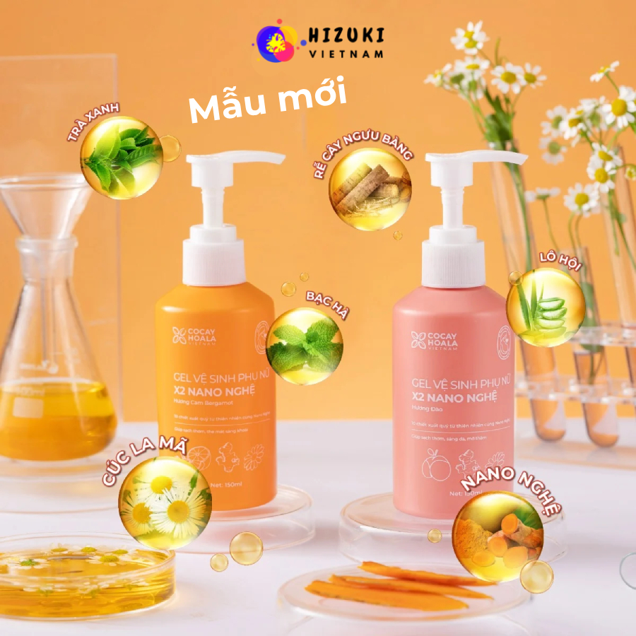 Dung dịch vệ sinh phụ nữ Gel X2 Nano nghệ Cỏ Cây Hoa Lá chai 150ml giảm ngứa, khử mùi, an toàn cho cả mẹ bầu