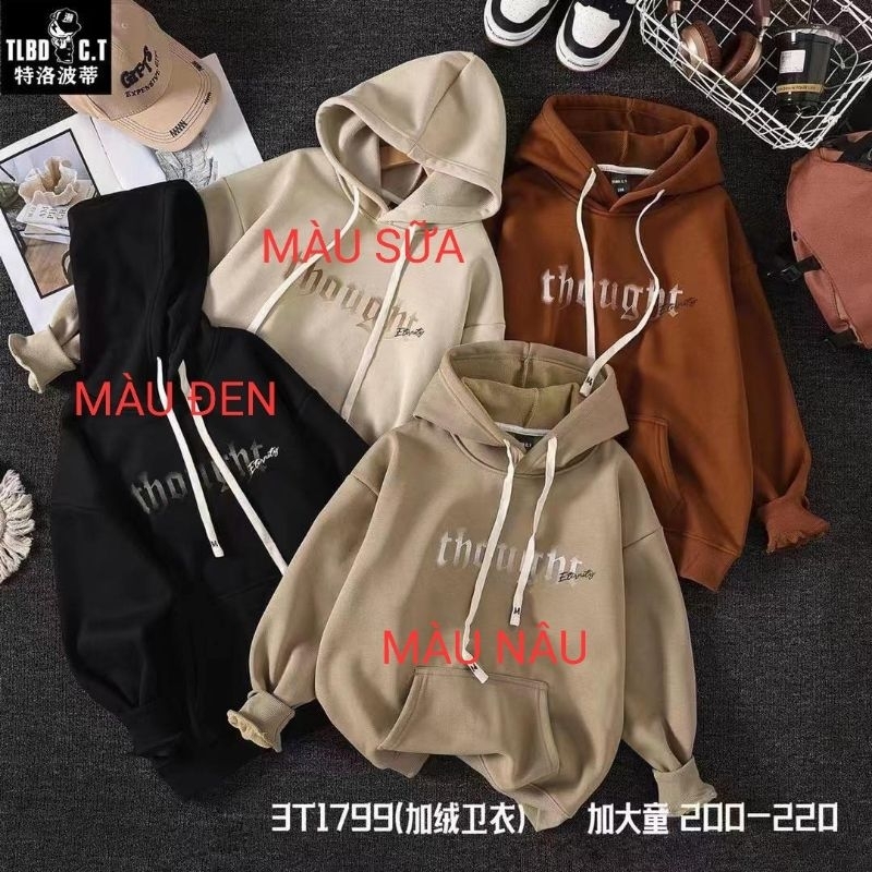 Áo nỉ LÓT LÔNG NHUNG trẻ em áo hoodie cho bé size từ 15-37kg hàng QCCC