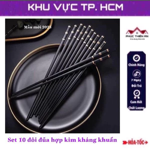 Set 10 đôi đũa hợp kim cao cấp kháng khuẩn, chống nấm mốc - sang trọng, siêu bền