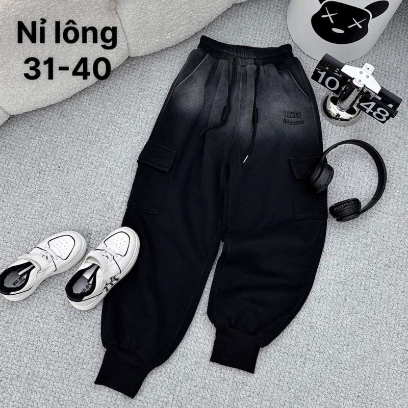 Quần nỉ trẻ em quần dài mùa đông Nỉ LOANG size từ 14-57kg