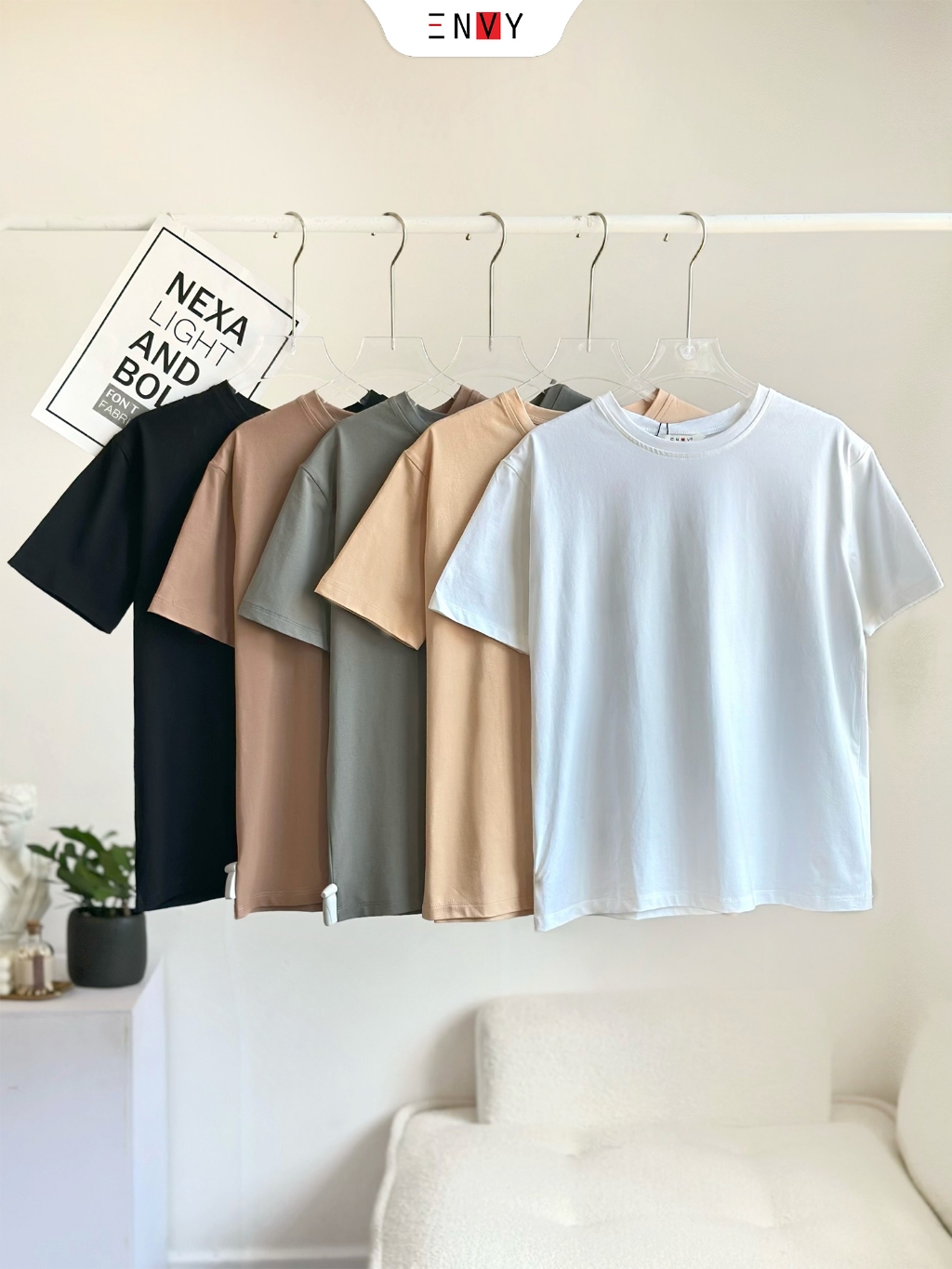 Ảnh Áo Thun Trơn Nữ Tay Ngắn Basic ENVY AT0331 1