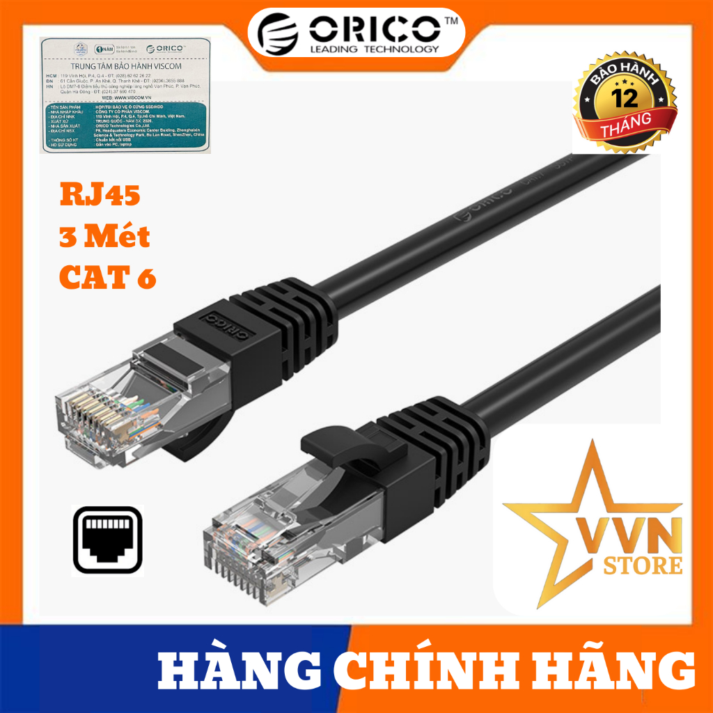 Dây Cáp Mạng RJ45 ORICO 3 mét CAT6 siêu bền,bấm sẵn 2 đầu PUG-C6B-30 ...