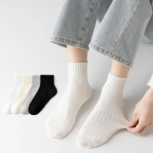 Tất vớ nữ nam cổ thấp trắng đen phong cách vintage Hàn Quốc chất cotton co giãn thoáng khí thời trang giá rẻ ABICA TN070