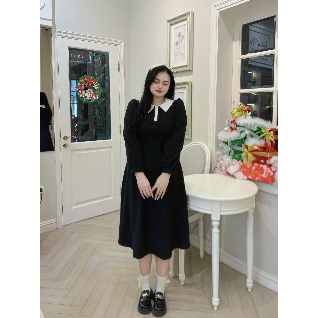 Ảnh Đầm cổ polo phối trắng tay dài BIGSIZE (55kg đến 95kg) - 23YD93 - [BU Bigsize Young] 3