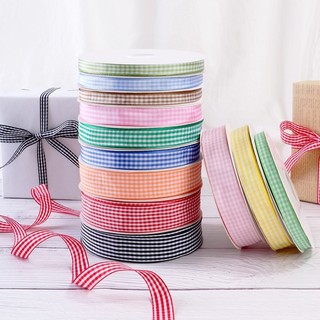 Ruy băng vải sọc caro lẻ 5 mét (bản 1cm 2cm 3cm) làm nơ cột tóc trang trí giáng sinh gói quà handmade cực đẹp