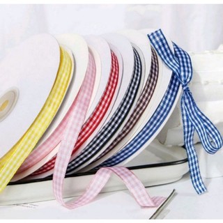 Ruy băng vải sọc caro lẻ 5 mét (bản 1cm 2cm 3cm) làm nơ cột tóc trang trí giáng sinh gói quà handmade cực đẹp