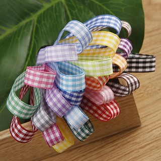 Ruy băng vải sọc caro lẻ 5 mét (bản 1cm 2cm 3cm) làm nơ cột tóc trang trí giáng sinh gói quà handmade cực đẹp