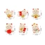 Set 6 mèo thần tài kèm phụ kiện dễ thương trang trí bàn làm việc, tủ sách, quà tặng, tiểu cảnh