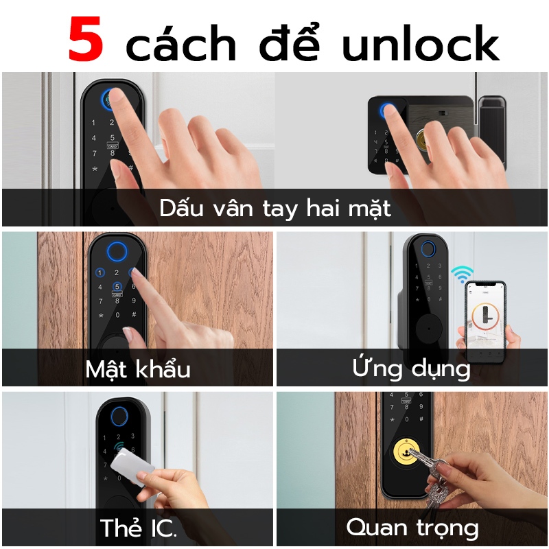 【Hỏa Tốc】 Khoá vân tay 2 mặt cho cửa sắt tùy ​App elinksmart Kết Nối WiFi Cho Nhà Ở / Khách Sạn Không thấm nước