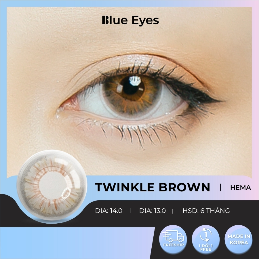 Kính áp tròng Twinkle Brown Blue Eyes, dòng lens cận sử dụng sáu tháng,  giãn tròng vừa, màu nâu cam TWI-BR | Shopee Việt Nam