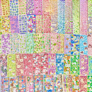 DIY Hoả Tốc - Sticker lấp lánh, tấm hình dán dễ thương 🐻💕 mẫu ruy băng, thỏ, shiba, mèo con 😻 diy, bujo, quà tặng
