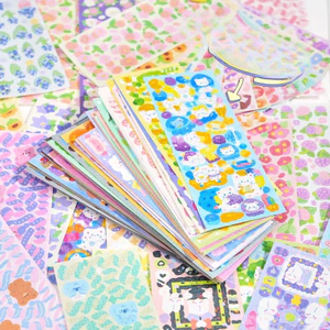 DIY Hoả Tốc - Sticker lấp lánh, tấm hình dán dễ thương 🐻💕 mẫu ruy băng, thỏ, shiba, mèo con 😻 diy, bujo, quà tặng