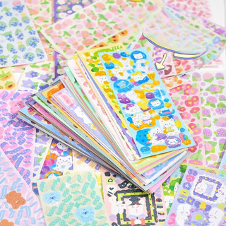 DIY Hoả Tốc - Sticker lấp lánh, tấm hình dán dễ thương 🐻💕 mẫu ruy băng, thỏ, shiba, mèo con 😻 diy, bujo, quà tặng