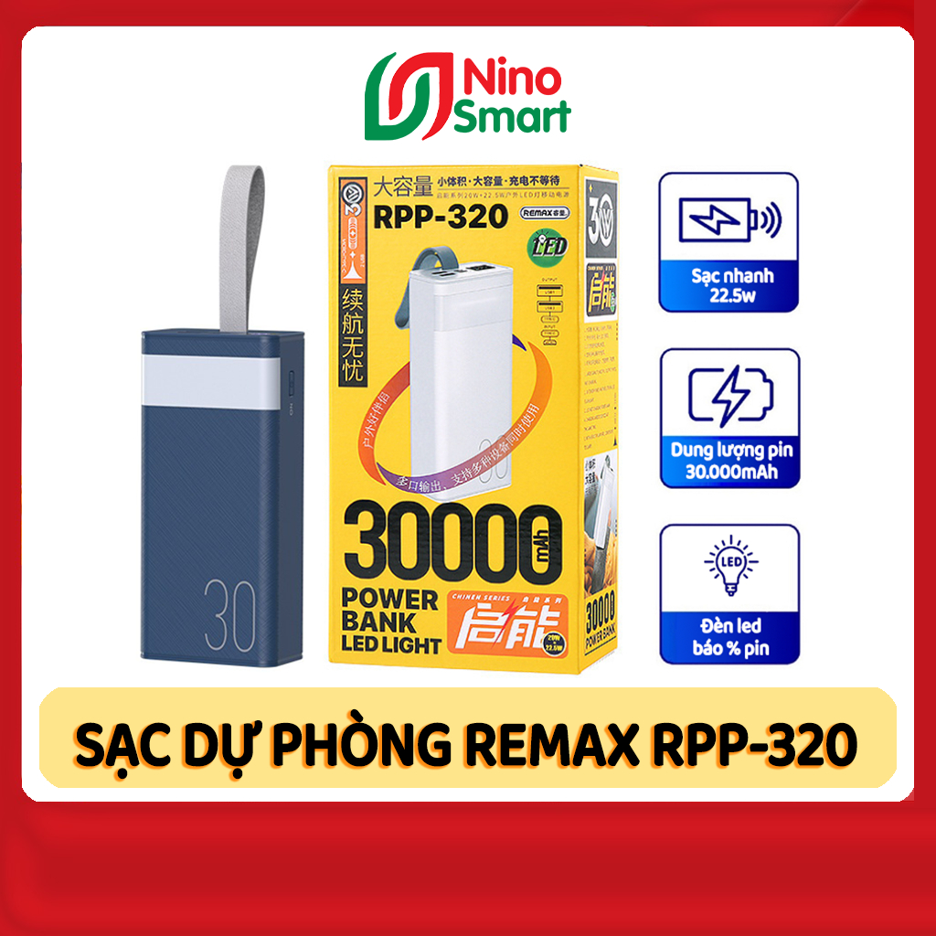 Sạc dự phòng remax 30000 mAh, pin dự phòng Remax RPP-320 30.000mAh, sạc ...
