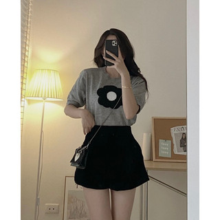 Quần short nhung Forgirl cạp cao dáng xoè kéo khóa cạp cao tôn eo T018