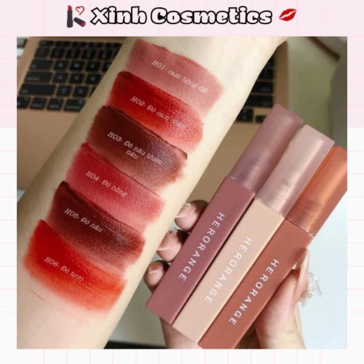 Son kem lì Herorange thân dài mềm mịn CHÍNH HÃNG nội địa Trung có ảnh thật shop chụp